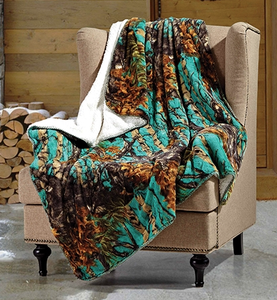 “The Woods”© Teal Licensed Faux Fur™ Luxury Plush Sherpa Throw