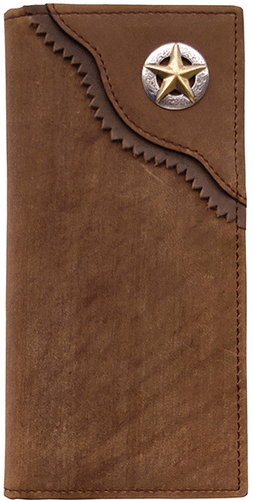 Western Distressed Brown Leather Rodeo Wallet with Star Concho