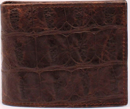 Western Dark Brown Gator Leather Bi-Fold Wallet