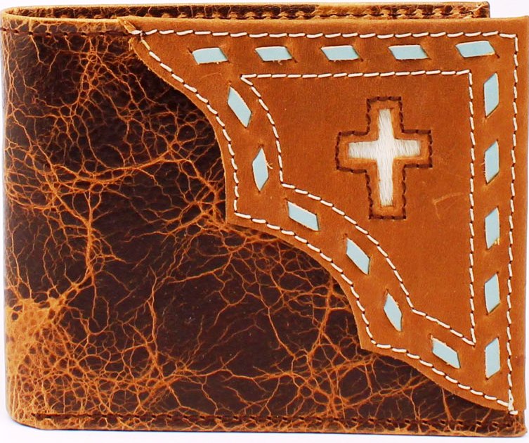 Western Brown Camo Bi-Fold Wallet with Overlay Cross