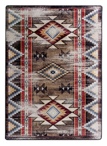 "Bowstrings - Distressed Brown" Southwestern Area Rugs - Choose from 6 Sizes!