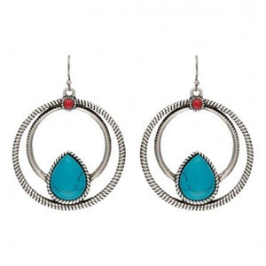 Campfire Coals Red Blue Double Loop Earrings