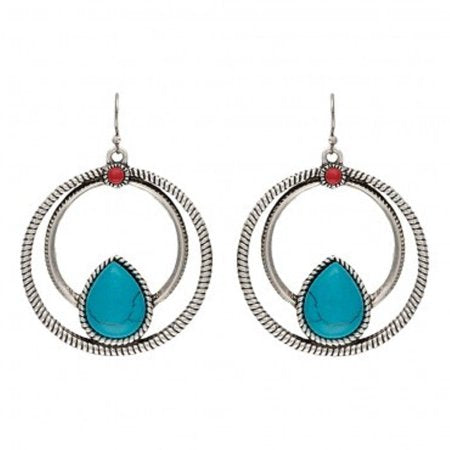 Campfire Coals Red Blue Double Loop Earrings