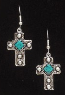 Western Silver & Copper Earrings with Turquoise Stones