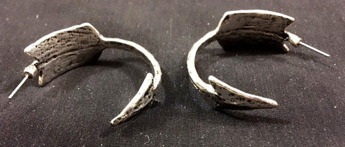 Western Curved Arrow Silver Earrings