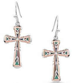 Western Mosaic Cross Earrings