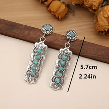 Load image into Gallery viewer, Bohemian Retro Carved Synthetic Turquoise Earrings