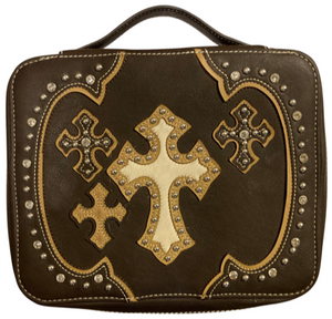 Western Crosses Bible Cover - Coffee