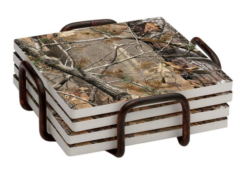 Real tree AP 5-Piece Coaster Set with Holder