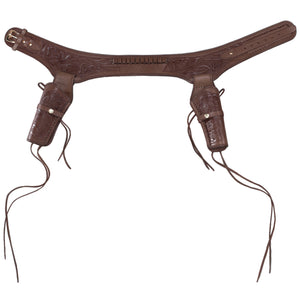 Hand Tooled Leather Double Gun Belt - .45 Caliber