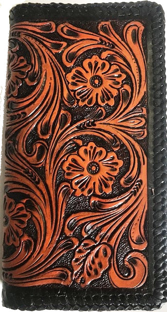 Tan & Black Tooled Leather Rodeo Wallet