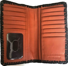 Load image into Gallery viewer, Tan &amp; Black Tooled Leather Rodeo Wallet