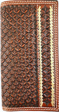 Load image into Gallery viewer, Western Brown Rodeo Wallet with Buckstitch Lacing