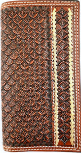 Western Brown Rodeo Wallet with Buckstitch Lacing