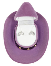 Load image into Gallery viewer, Horse Head Earrings with Cowboy Hat Gift Box