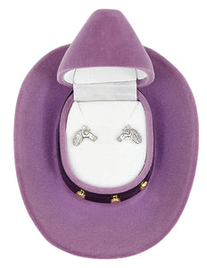 Horse Head Earrings with Cowboy Hat Gift Box
