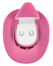Load image into Gallery viewer, Horseshoe Earrings with Cowboy Hat Gift Box