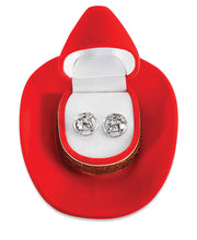 Load image into Gallery viewer, Horse Head Crystal Earrings with Cowboy Hat Gift Box
