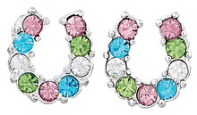 Load image into Gallery viewer, Rhinestone Horseshoe Earrings with Horse Head Gift Box (Choose Color)