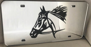 "Horse Head Light" Mirrored Western License Plate