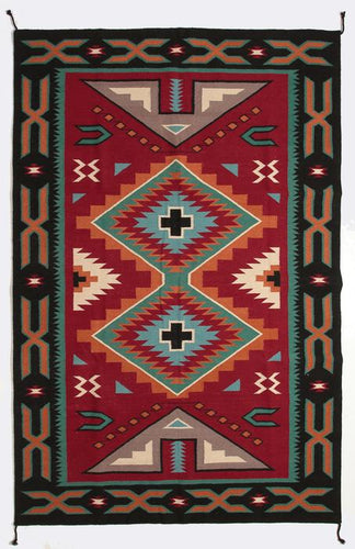 Hand Woven Wool Trading Post Rug - 4' x 6'