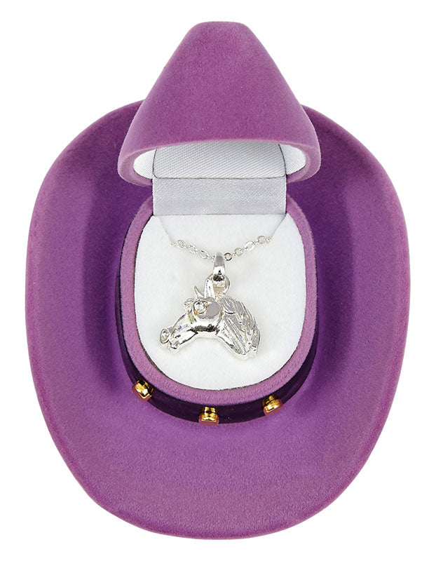 Horse Head Necklace with Cowboy Hat Gift Box