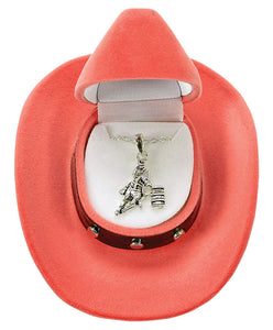 Barrel Racer Necklace with Cowboy Hat Gift Box