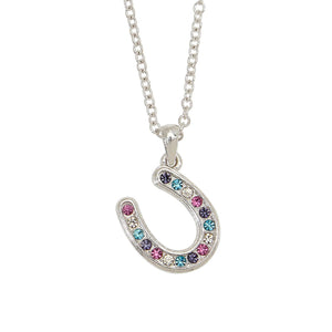 Multi-Color Horseshoe Rhinestone Horseshoe Necklace with Cowboy Hat Gift Box