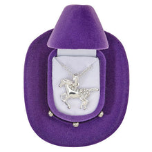Load image into Gallery viewer, Galloping Horse Necklace with Cowboy Hat Gift Box