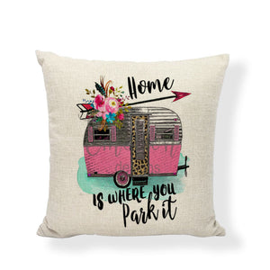 "Home Is" Camping Accent Pillow 18" x 18"