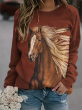 Load image into Gallery viewer, Horse Print Pullover Light Weight Sweatshirt