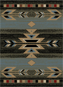 "Rio Grande Ebony" Southwestern Area Rug Collection - Available in 4 Sizes!