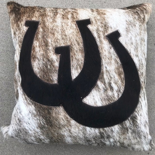 Western Cowhide Horseshoes Accent Pillow
