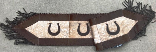 Western Brazilian Cowhide Horseshoe Table Runner - 5'