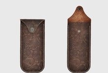 Load image into Gallery viewer, Tooled Leather Eyeglass Case with Concho Snap (Choose Color)