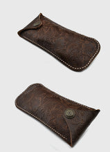 Load image into Gallery viewer, Tooled Leather Eyeglass Case with Concho Snap (Choose Color)