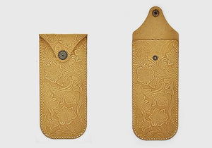 Tooled Leather Eyeglass Case with Concho Snap (Choose Color)