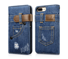 Load image into Gallery viewer, Denim Cell Phone Flip Case Wallet for iPhone 7/8 and 7/8 Plus (Choose Model)