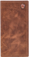 Load image into Gallery viewer, &quot;Hooey Classic&quot; Smooth Brown Rodeo Wallet with Brown Double Stitched Edge and Hooey Logo Rivet