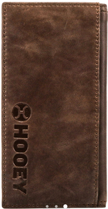 "Hooey Classic" Smooth Brown Rodeo Wallet with Brown Double Stitched Edge and Hooey Logo Rivet