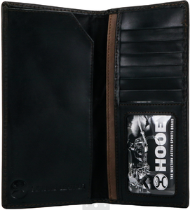 "Hooey Classic" Smooth Brown Rodeo Wallet with Brown Double Stitched Edge and Hooey Logo Rivet