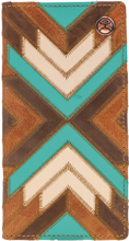 Load image into Gallery viewer, &quot;Montezuma&quot; Patchwork Rodeo Wallet with Turquoise Accents and Hooey Logo Rivet