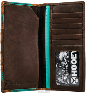 "Montezuma" Patchwork Rodeo Wallet with Turquoise Accents and Hooey Logo Rivet