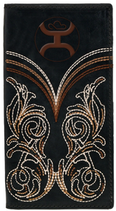 "Ranger" Hooey Logo & Boot Stitch Filigree Embroidered Tan Rodeo Wallet with Ivory/Brown/Copper Accents