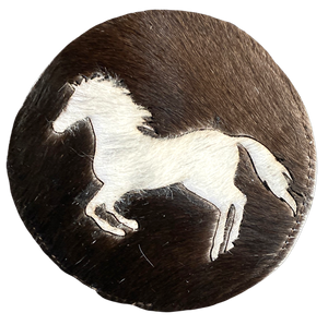 Western Horse Cowhide Coaster - 4.75"