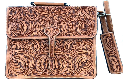 Western Natural Tooled Briefcase/Laptop Bag