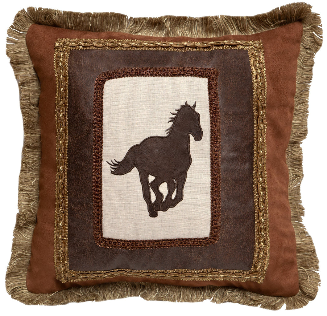 Framed Horse Throw Accent Pillow - 18