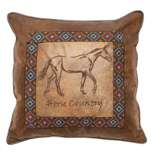 Horse Country Western Throw Pillow - 18" x 18"