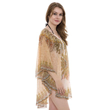 Load image into Gallery viewer, Mixed Print Topper/ Cover-Up / Poncho with Rhinestone Studded