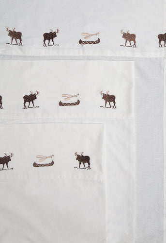 Embroidered Moose Sheet Sets - 100% Cotton